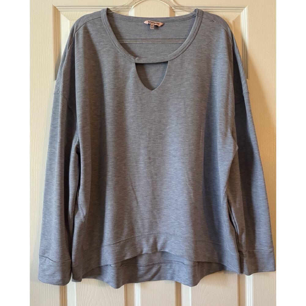Juicy Couture Sweatshirt Womens Blue Round Neck Keyhole Long Sleeves Size XXL